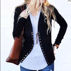 Bestselling metallic snap black cardigan